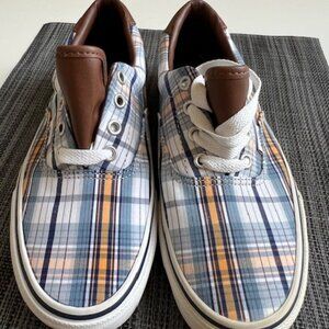 Vans Plaid & Leather Era 59 blue/white/orange NWB w7/m5.5
